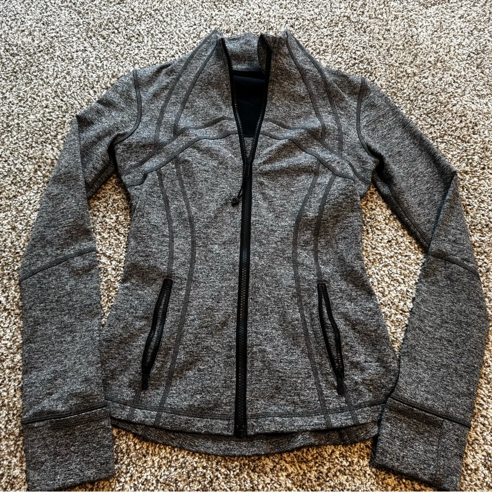 lululemon athletica Heathered Gray Zip Front Bomber Jacket